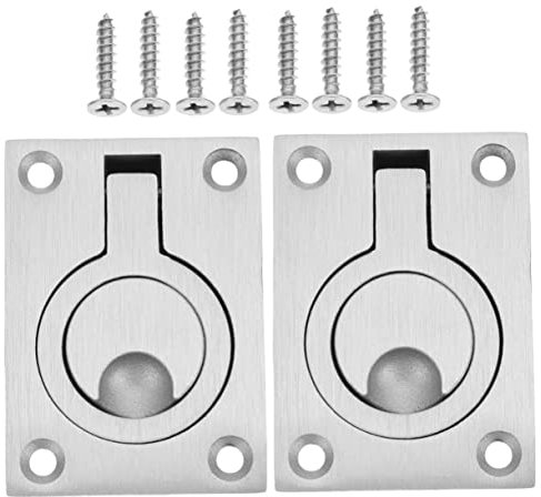 HOMOCONO 2pcs Stainless Steel Marine Flush Pulls Latch Square Recessed Hatch Pulls Buckle for Boat Deck Hatch Sturdy Boat Tool Kit Accessories