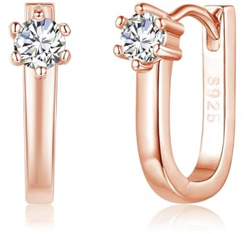 Josfeva Silber Creolen Ohrringe für Damen, 925 Sterling Silber Oval Ohrring Creolen mit 5A Zirkonia, Hypoallergen U-förmige Geometrische Silber Kreolen, Knorpel Schlafen Ohrringe für Frauen Mädchen