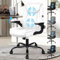 ELFORDSON Massage Office Chair for Home, Executive Comfy Office Chairs with 90° Flip-up Armrests, Adjustable Height, Swivel, Ergonomic Heavy-duty Desk Work Chair, PU Leather, White
