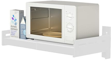 GZKDKZB Rejilla retráctil para microondas de Pared, Rejilla expandible para Horno de Pared, Soporte de Almacenamiento Multifuncional, Organizador de condimentos de Cocina (Blanco)