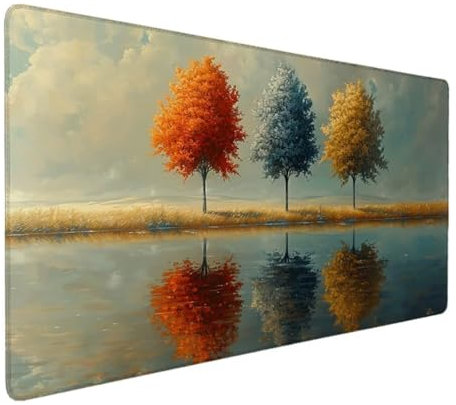 Tapis de Souris XXL 1200 x 600, Tapis de Souris Couleur Orange, Mouse pad, Sous Main Bureau Gamer Extra Large en Tissu, Base antidérapante, Haute Précision et Vitesse, pour Souris Claviers (Arbre) F-J