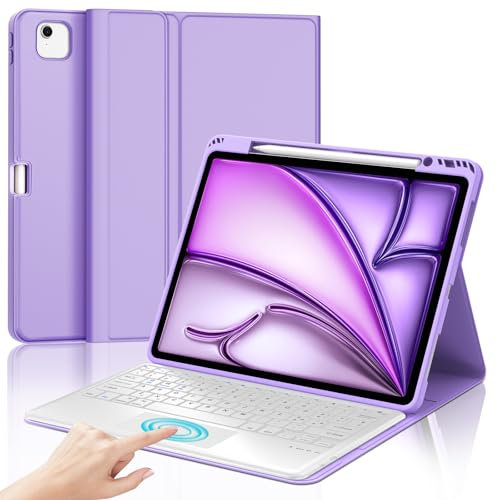 JADEMALL Tastiera iPad Air 13 con Trackpad, Custodia Tastiera per iPad Air 13 Pollici 2025 M3/M2, Italiano QWERTY Tastiera Bluetooth Staccabile con Touchpad, Viola chiaro
