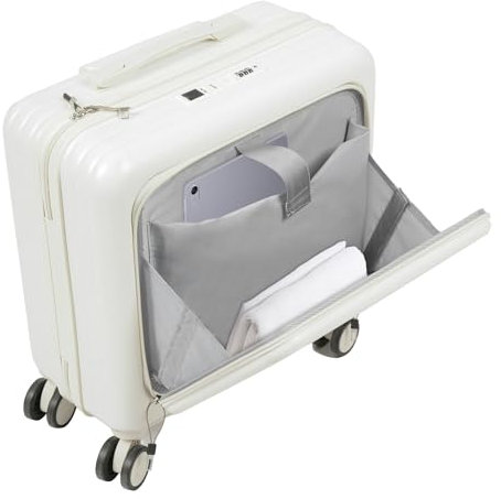 18 Handgepäck Koffer Reisekoffer aus ABS Reisekoffer mit Laptopfach Ultra-Leichter Koffer mit leisen Spinner-Rollen 3-Stelliges Schloss mit USB-Anschluss Getränkehalter Reisekoffer Trolley 45x24x41cm