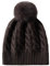 Weiche warme Strickmütze für Damen, einfarbig, 100 % Kaschmir, Beanie-Mütze, Pelzballdekoration, Haubenmützen, dunkelbraun, Einheitsgröße