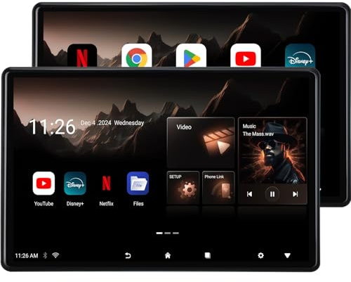 Android.13 4K TV Headrest Monitor 14 Inch Car Rear Entertainment System Support Wireless Touchscreen with WiFi/Bluetooth/HDMI/USB/Player