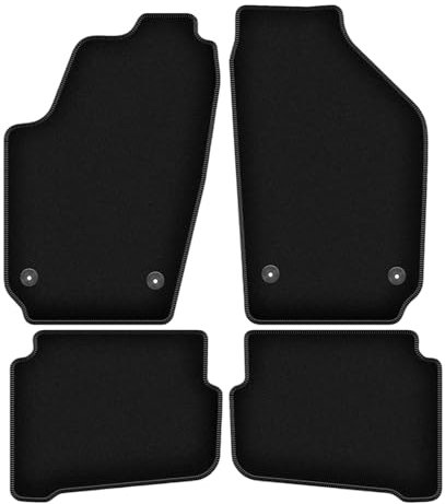 Wielganizator Velours Fußmatten passend für Volkswagen Fox (2005-2011) | Qualität: Basic - Genaue Passform, rutschfeste Untregrund 4-teilig - Schwarz