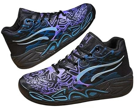 Pallacanestro alto Primavera 2025 Nuovo Cemento Nemesis Scarpe sportive reali, Nero e viola., 39.5 EU