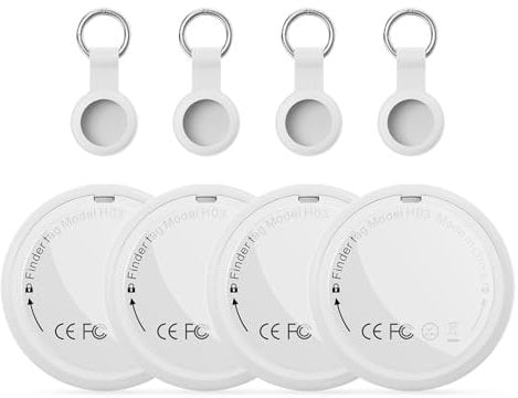 Air Tracker Tag 4-Pack - Smart GPS Tracker Kompatibel mit Apple Wo ist? (iOS NUR) mit Schutzhülle,Wasserdichter Gegenstandssucher, Bluetooth-Schlüsselfinder für Geldbörse,Gepäck,Austauschbare Batterie
