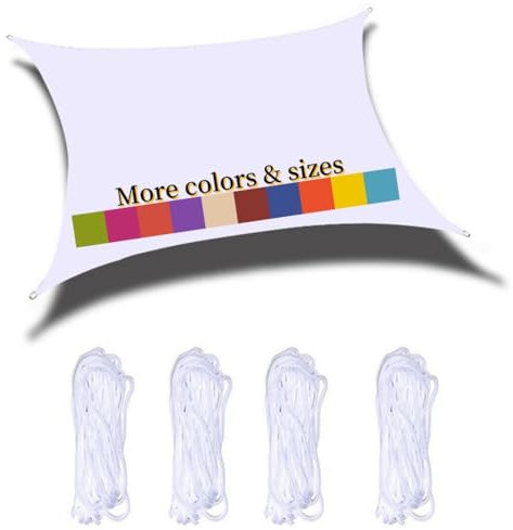 Sonnensegel Rechteckig 4x5m Wasserdicht PES Polyester 98% UV Schutz Sonnenschutz Windschutz Reißfest Wetterfest, für Balkon Terrasse Garten Schwimmbad, Weiß
