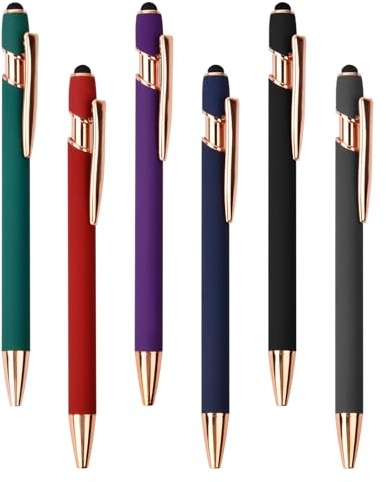 6 Stück Eingabestift Stylus Pen, Personalisierter Kugelschreiber, Kugelschreiber mit Touchpen, Universal Gummi Touch Pen für iPhone Pro Air Mini Samsung Galaxy Huawei Tablets und Alle Smartphone