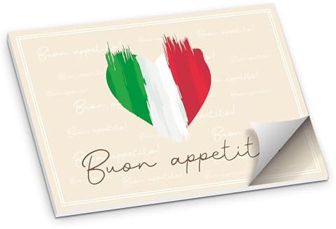 itenga Tischset Platzset mit Flaggenmotiv Ländermotiv I Papier I DIN A3 50 Blatt I ideal als Gedeckunterlage bei verschiedenen Anlässen Geburtstagen Mottopartys (Italien)