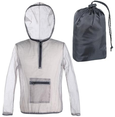 Siuwddee Mückenabweisende Kleidung, Outdoor Insektenschutz Bekleidung, Kapuze Mit Netz Gnitzenjacke Für Herren Angeln Wandern Outdoor