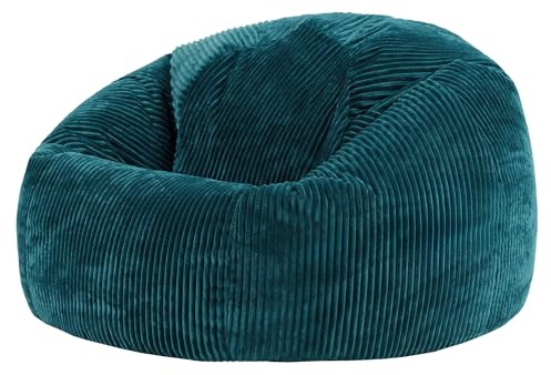 icon Kingston Cord Large Bean Bag, Teal, XXL Adult Bean Bag Chair with Filling Included, Comfy Chair, Living Room Furniture, Bedroom Furniture