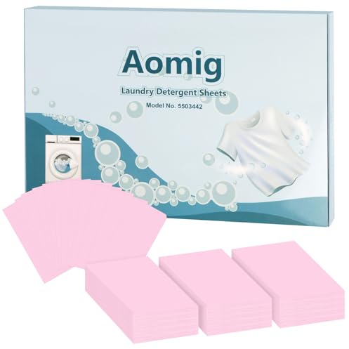 Aomig Laundry Detergent Sheets, 90 Sheets Ultra Concentrated Laundry Detergent Sheet, Deep Stain Removal Laundry Detergent Strips, Eco-Friendly Strip Laundry Soap Sheet for Home Travel-Peach Scent