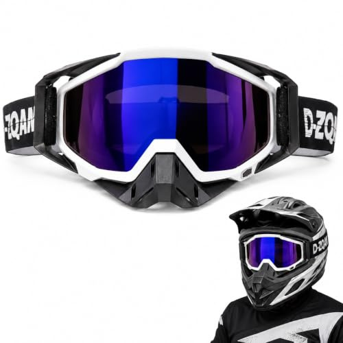 DONGZQAN Motocross Brille, Cross Brille Verspiegelt, Goggles Motocross Mit Weicher Schaumstoffpolsterung, Schutzbrille Für Motocross Mtb Enduro ATV Dirt Bike