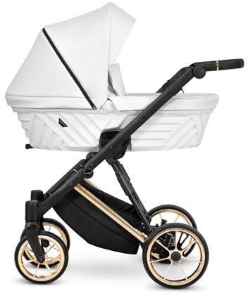 Kunert Ivento Premium 2in1 Kinderwagen mit Goldrahmen, Aluminiumrahmen, Bunt (Weiß)