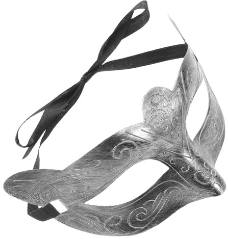Cabilock Masque Vintage Demi-visage pour Hommes Style Grec et Romain en Plastique Argenté Confortable pour Fêtes Masquées et Événements Cosplay