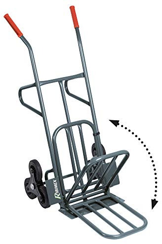 Ribimex Carrello a 6 Ruote per Carichi Fino a 250 kg, Ideale per Salire e Scendere le Scale, 3 Ruote in Nylon con Diametro 140 mm, Struttura in Metallo Verniciato con Pedana Pieghevole - PRCD6R
