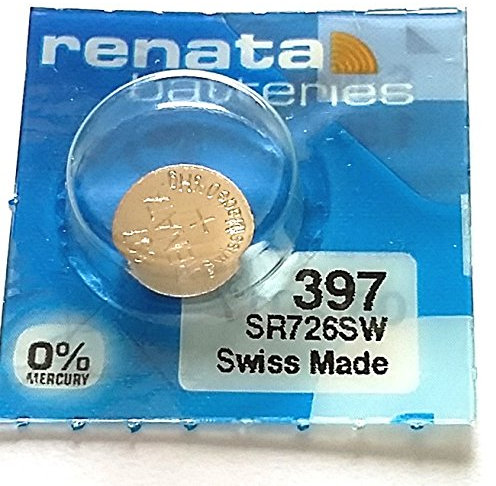 Two Renata 397 SR726SW Batteries