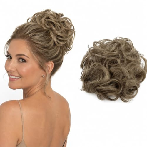 CAISHA Messy Scrunchie Bun Voluminous Wavy Hairpiece Heat-resistant Synthetic Fibres Natural Blonde G25A