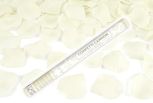 eventkauf Konfetti Shooter Konfettikanone Hochzeit Konfettishooter 60cm (Rosenblätter Creme)