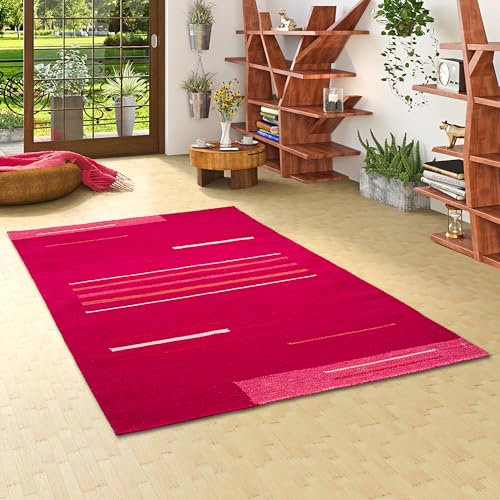 Pergamon Natur Teppich Kelim Toscana Pink Trend in 5 Größen