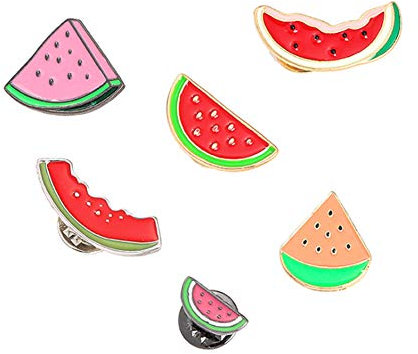 Unigift Lot de 6 broches mignonnes en émail motif pastèque pour corsage de collier pour enfants, filles, cadeaux, vêtements, sacs, sac à dos, Émail