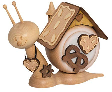 Kuhnert Drechslerei Rauchschnecke/Räucherfigur aus Holz - Sunny Lebkuchenschnecke - Höhe: ca. 15cm - Made in Germany