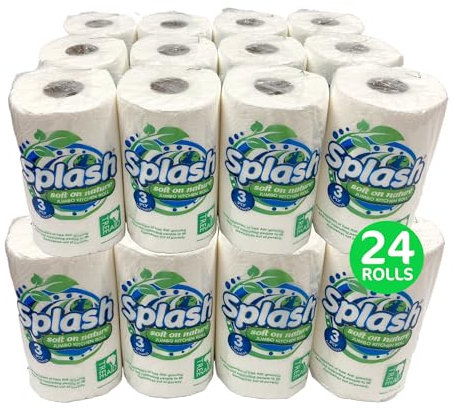 Jumbo Rolls Splash Soft on Nature, 3PLY Thickness Eco Friendly Sustainable Kitchen Towel Paper (24)