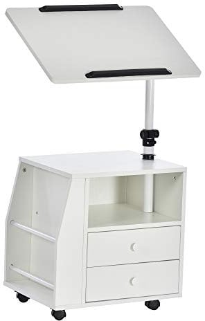Homcom Table de chevet fonctionnelle pivotante Table d'appoint pour salon, table de nuit pour chambre à coucher