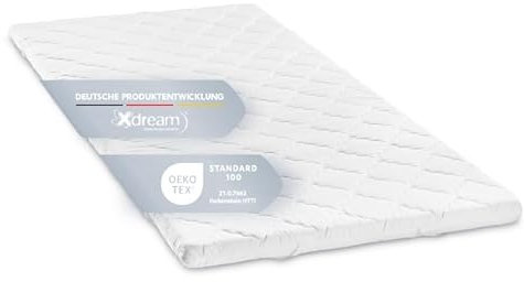 XDREAM Pure Topper | Ergonomischer Matratzentopper mit bequemem Komfortschaumkern | Bänder zur Befestigung | Öko-Tex Zertifiziert 90 x 200 cm