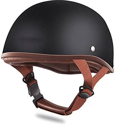LIONCIANO Jethelm Für Motorräder Jet-Helm Roller-Helm Scooter-Helm Moped Mofa-Helm Chopper Retro Vespa Vintage Jethelme Rollerhelm Sturzhelm Chopper Helm(Matt-schwarz)