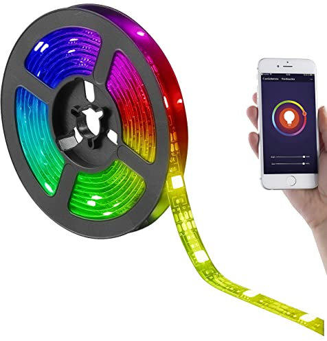 Luminea Home Control Smart LED: USB-RGB-LED-Streifen mit WLAN, App und Sprachsteuerung, 2 m (TV Hintergrundbeleuchtung, Lichterband, Weihnachtsbaumbeleuchtung)