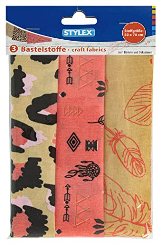 Stylex 43020 - Bastelstoff „Boho“, 3 Stoffe je 50 x 70 cm, in verschiedenen Designs