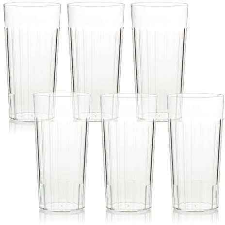 Arrow Home Products 30 oz Clear Plastic Tumblers, Set of 6 - Made in the USA, BPA Free - Break-Resistant Plastic Drinking Glasses for Indoor & Outdoor Use - Dishwasher Safe