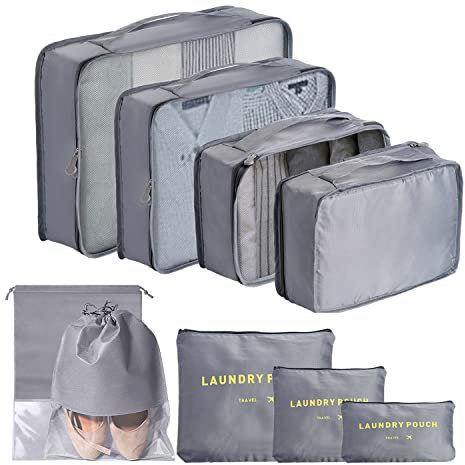 Packing Cubes for Suitcases, 8 pcs Packing Cubes Luggage Organiser Bags Travel Essentials Bags for Clothes Shoes Toiletries Travel Luggage Organizers Storage Bags