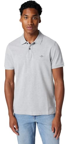GANT Men's Reg Shield SS Pique Polo Shirt, Grey Melange, M