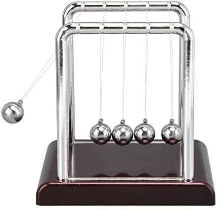 Newton's Cradle Balance Ball, Educational Physics Science Swinging Ball Newton's Cradle Pendulum, Stress Relief Metal Perpetual Motion Desk Toy Desktop Ornament Decoration for Home(burgundy soil)
