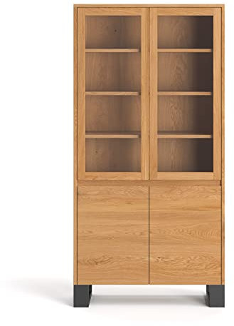 Danzz Horizon Industrielle Vitrine, 100x45x200 cm, Glasvitrine, Eichenholz