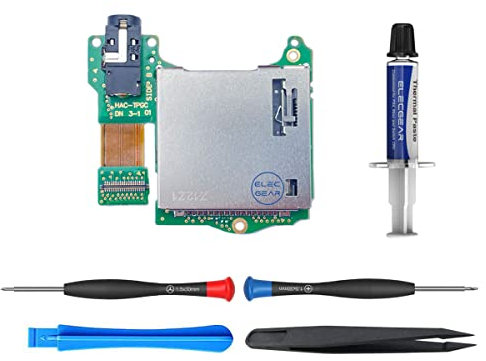 ElecGear Lector de Tarjetas de Juego Reemplazo para Switch HAC-001, Módulo PCB con Ranura para Adaptador Conector de Audio para Auriculares de 3,5 mm, Kit de Herramientas de Reparación Incluido