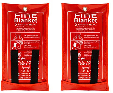 FLASLD Manta ignífuga para el hogar y la Cocina, Mantas ignífugas de Fibra de Vidrio de Emergencia para Personas, protección ignífuga y Aislamiento térmico (91 cm x 91 cm, Paquete de 2)