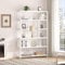 LVB Bücherregal Regal mit 6 Ebenen Wohnzimmer Standregal Holz Metall Bücherregal freistehend Dekoregal Modernes Design für Wohnzimmer Schlafzimmer Büro Weiß 30 x 120 x 180 cm