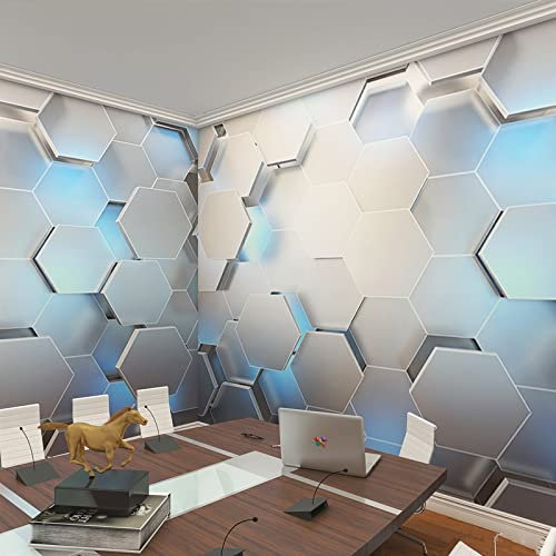 COJIC 3D Feste Geometrie Hexagon Tapete KTV Friseursalon Büro Firma Rezeption E-Sport Box Konkave Konvexe Hintergrund Wandbild