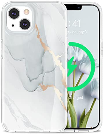 Togestar für iPhone 15 Hülle Marmor, [Verblasst Nicht] Ultra Dünn Aesthetic Glitzer Handyhülle, Flexibel Silikon TPU Schutzhülle Marble Case, Grau