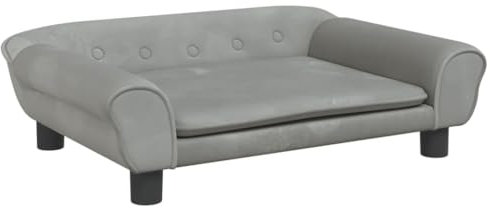 vidaXL Hundebett, Hundekissen mit weicher Polsterung, Hundesofa Hundecouch für kleine Hunde Haustiere, Haustierbett Katzenbett, Hellgrau Samt