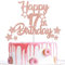 Gidobo 17th Birthday Cake Toppers, Rose Gold Glittery Cake Decorations with Stars, Seventeen Years Old Birthday Party Supplies for Girls