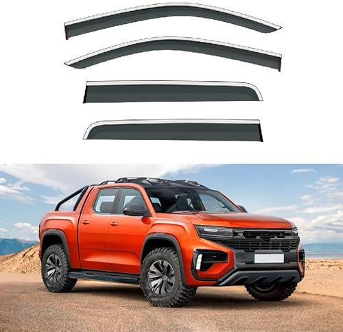 DURUP 4 Stück Auto Windabweiser für VW Amarok 2022-2023, Auto Vorne Hinten Fenster Windabweiser Regenschutz Auto Fenster Zubehör