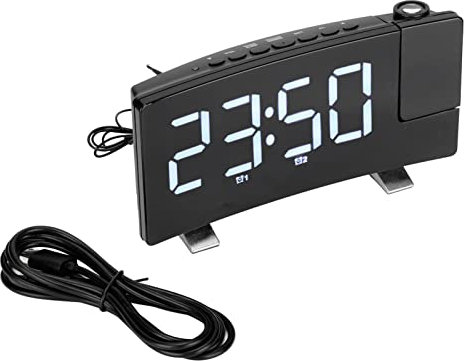 Bewinner LED Digitalwecker, Nachtwecker mit Lautsprechern, USB-betrieben, 15 Stufige Lautstärke Einstellbar, für ältere Im Schlafzimmer (weiße Schriftart)