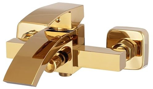 GRANITAN Badarmatur mit Einhebelmischer Kaskada Gold - Klassisch Badewannen Amaturen Set, Einhebelmischer zur Wandmontage - Wannenbatterie, Badewannen-Armatur