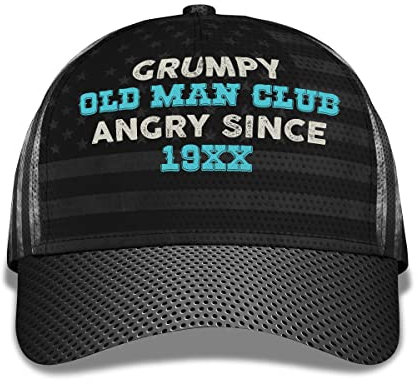 351 Baseball Cap Grumpy Old Man Club Wütend Seit 19Xx Amerika-Flagge Baseball Mütze Sport Trucker Baseballcap Verstellbare Golf Hüte Für Teenager, Running, Damen